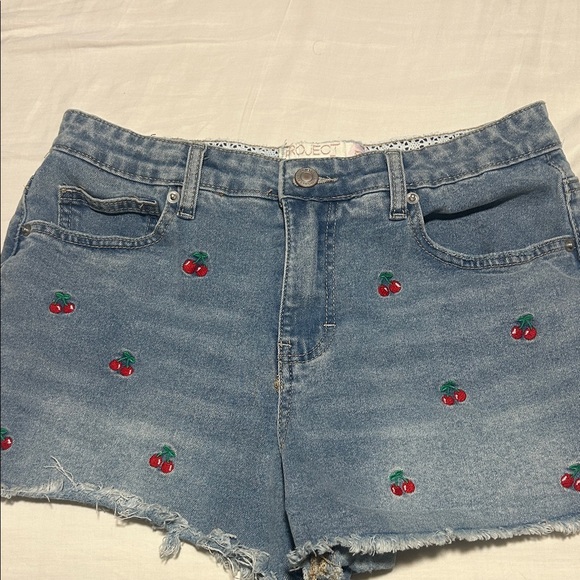 Project Rebel Blue Jean Shorts with Cherry Embroidery - Picture 1 of 5